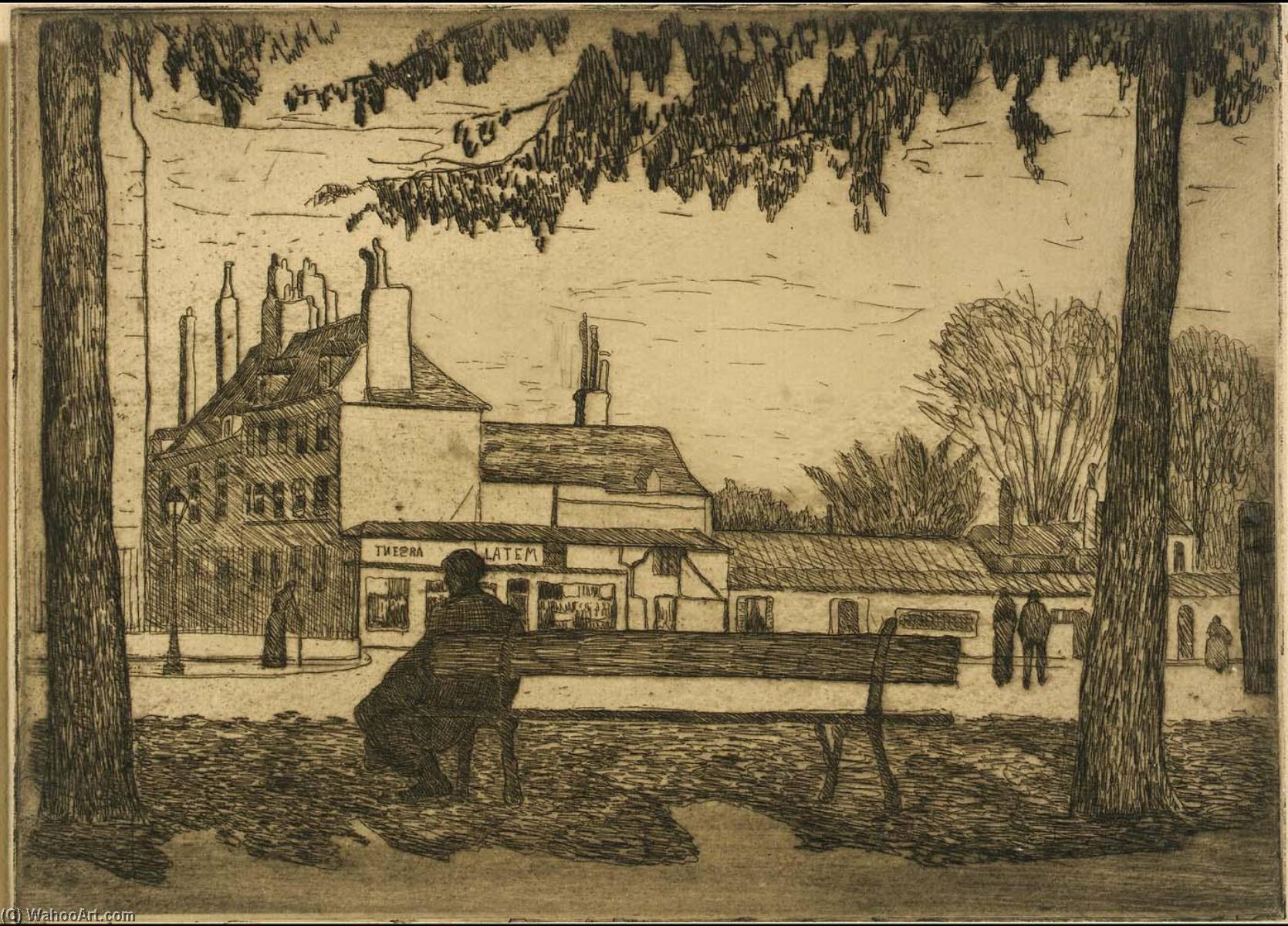 Man On Bench In Town — Jerome Blum