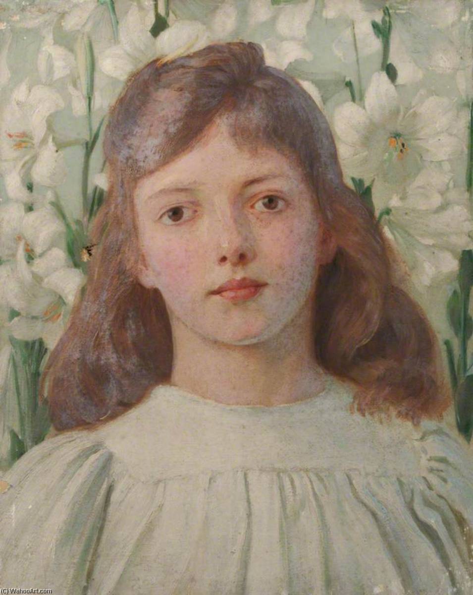 Portrait Of A Girl Amongst Madonna Lilies — William Herbert Allen
