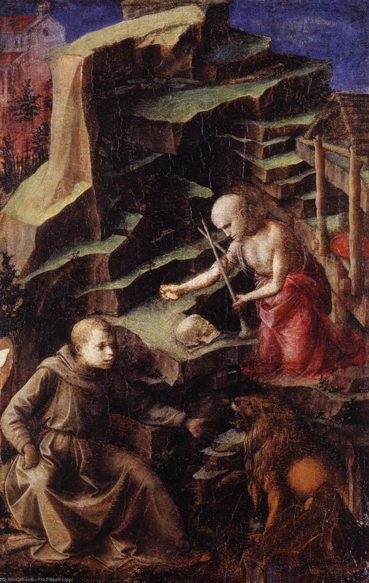 The Penitent St Jerome With A Young Monk — Filippo Di Tommaso Lippi