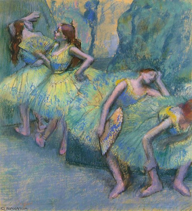 Ballet Dancers In The Wings, Ca Pastel On Paper, — Edgar Degas