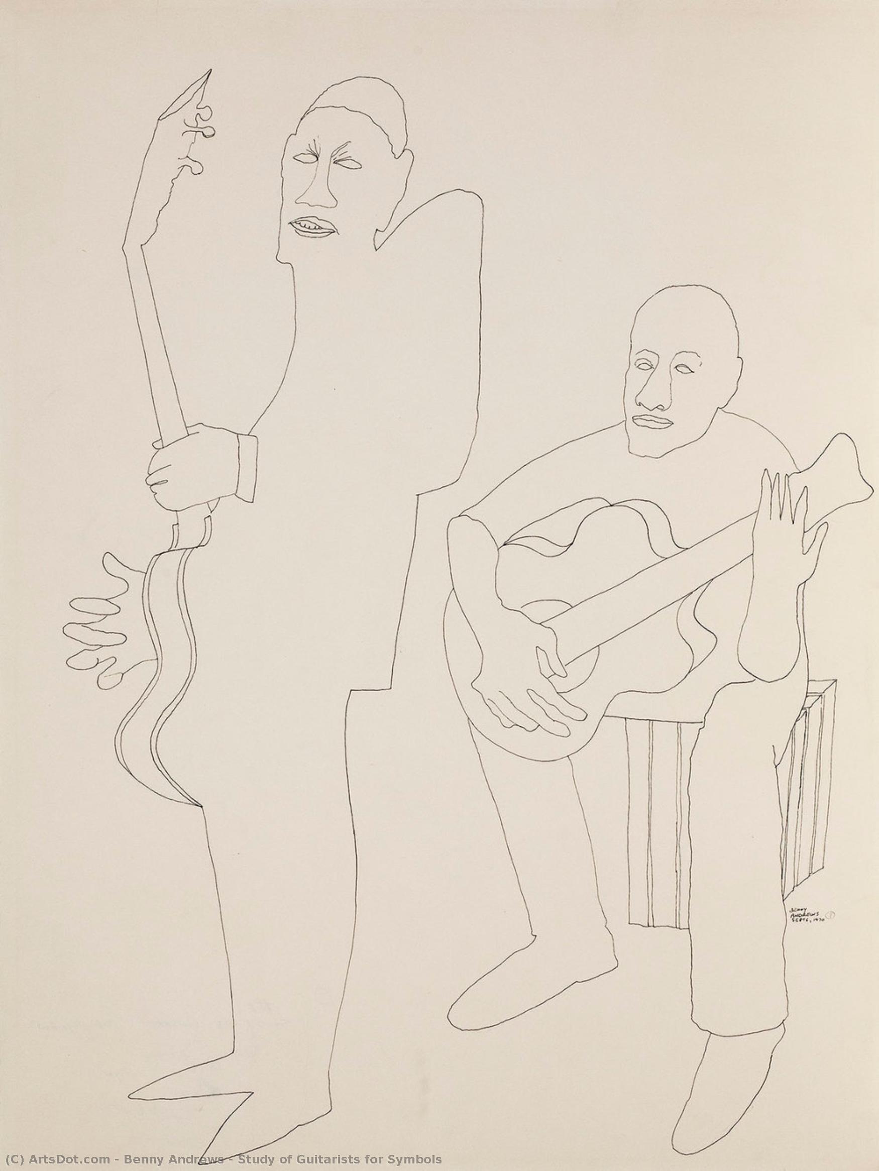 Study Of Guitarists For Symbols — Benny Andrews