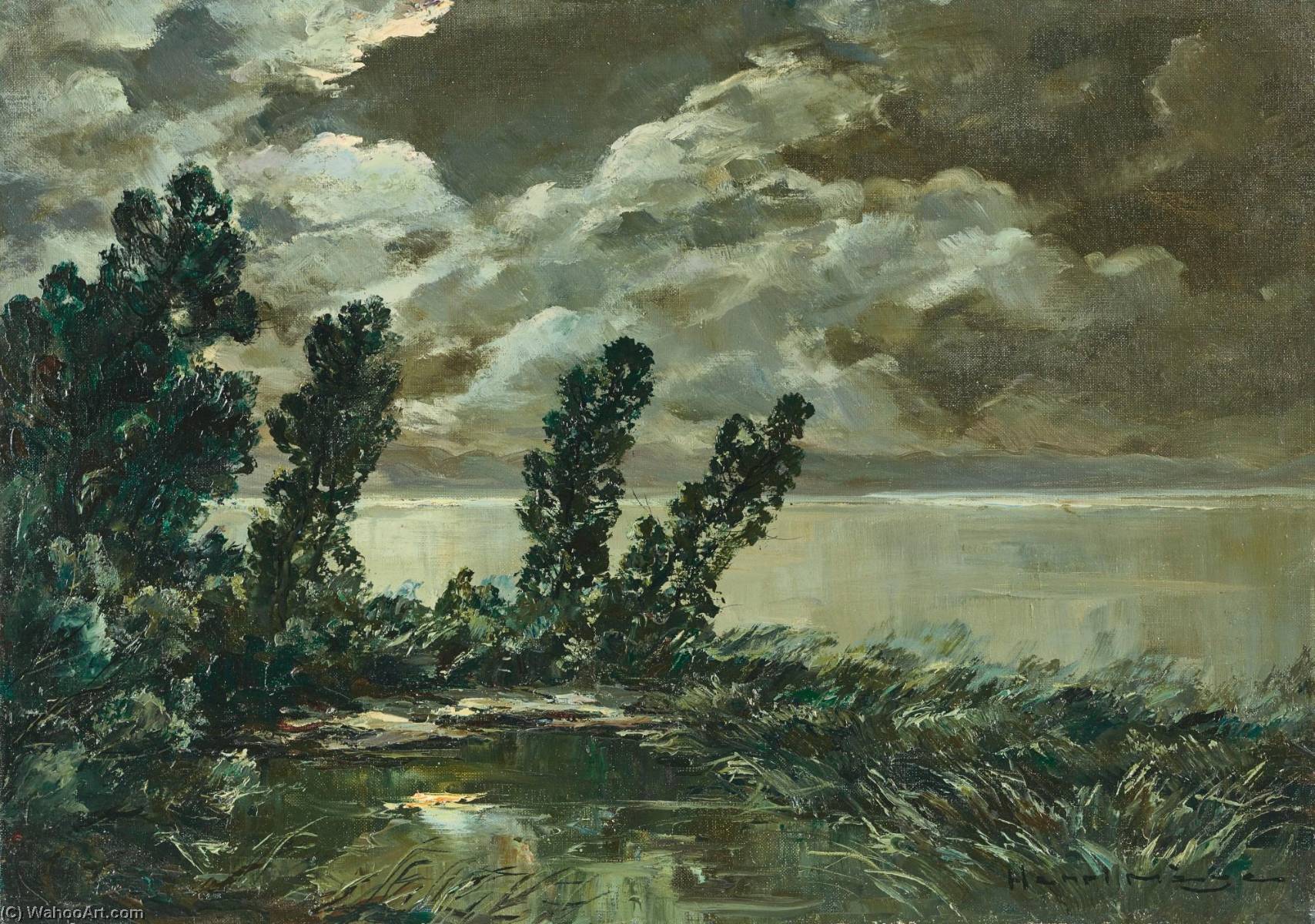 Nuit D'été Au Lac D'aiguebelette, Savoie (summer Night At Lake Aiguebelette, Savoie) — Henri Mège