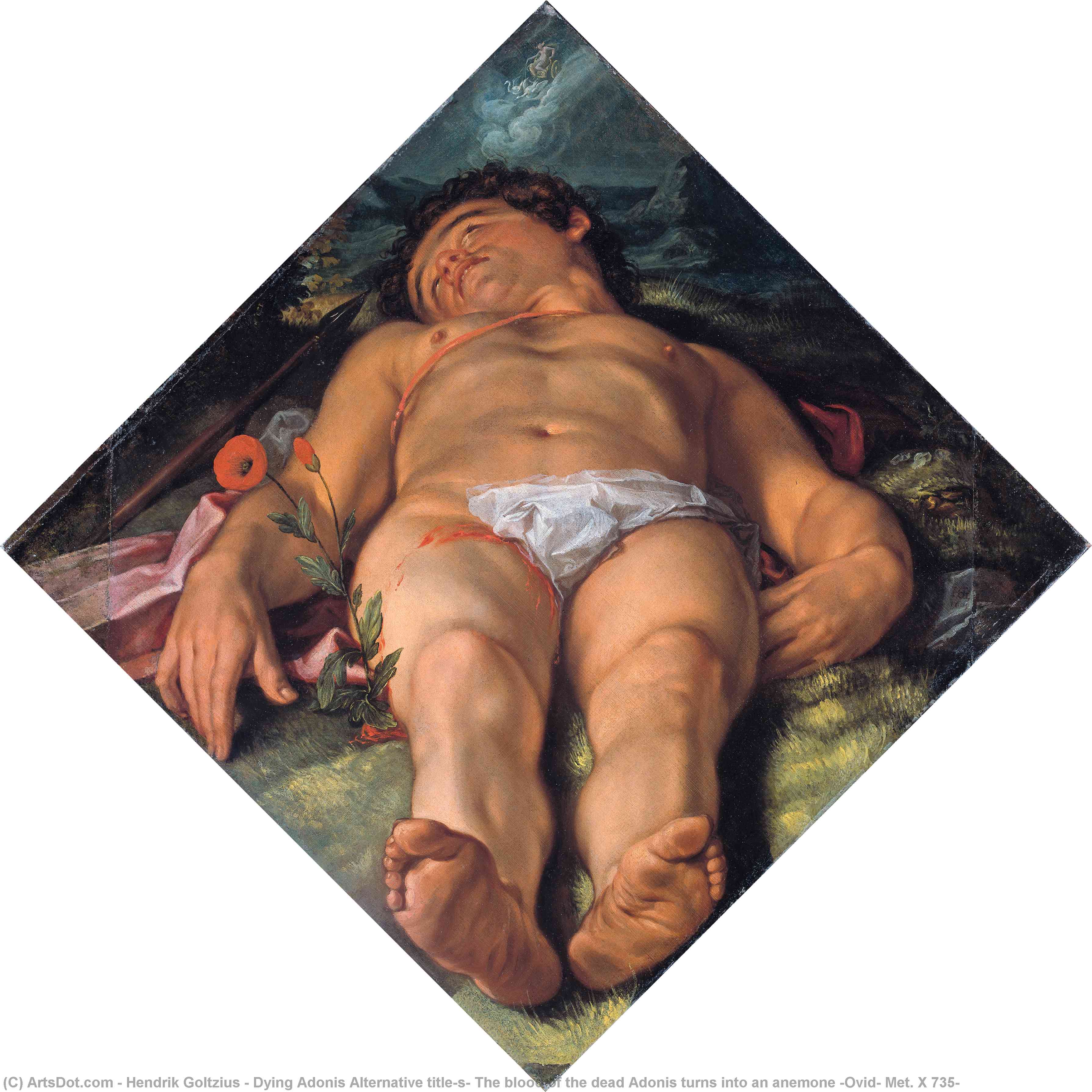 Dying Adonis Alternative Title(s) The Blood Of The Dead Adonis Turns Into An Anemone (ovid, Met. X 735) — Hendrik Goltzius