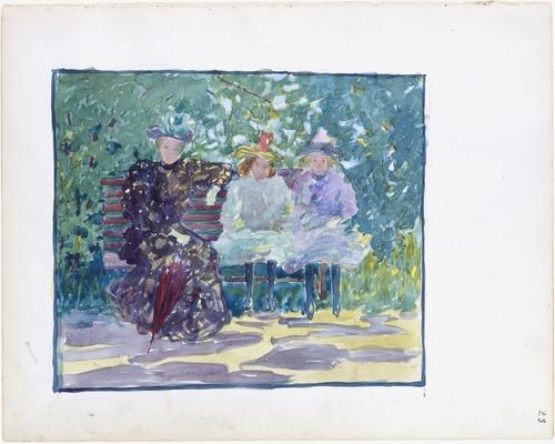A Woman And Two Girls Sitting In The Park — Maurice Brazil Prendergast