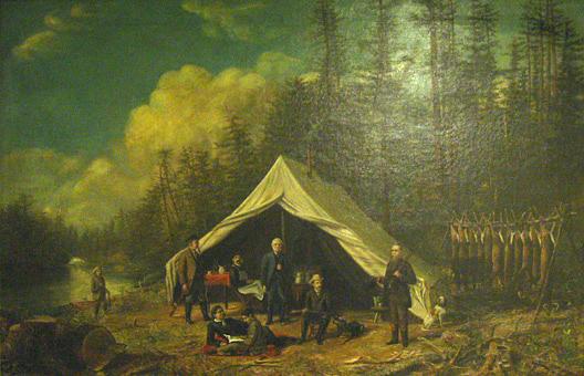 The Vibrator Club Hunting Party On The Ausable River In 1876, (painting) — Franklin C Courter