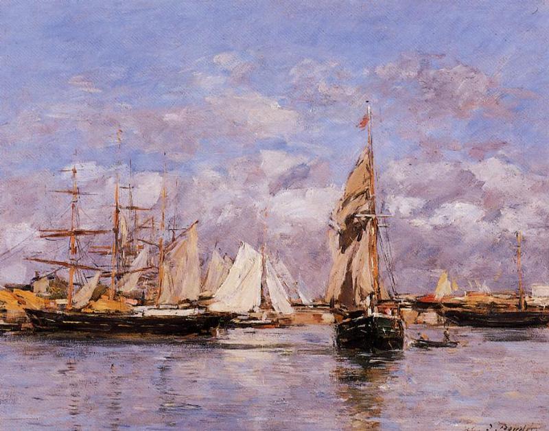 The Port Of Trouville, High Tide — Eugène Louis Boudin
