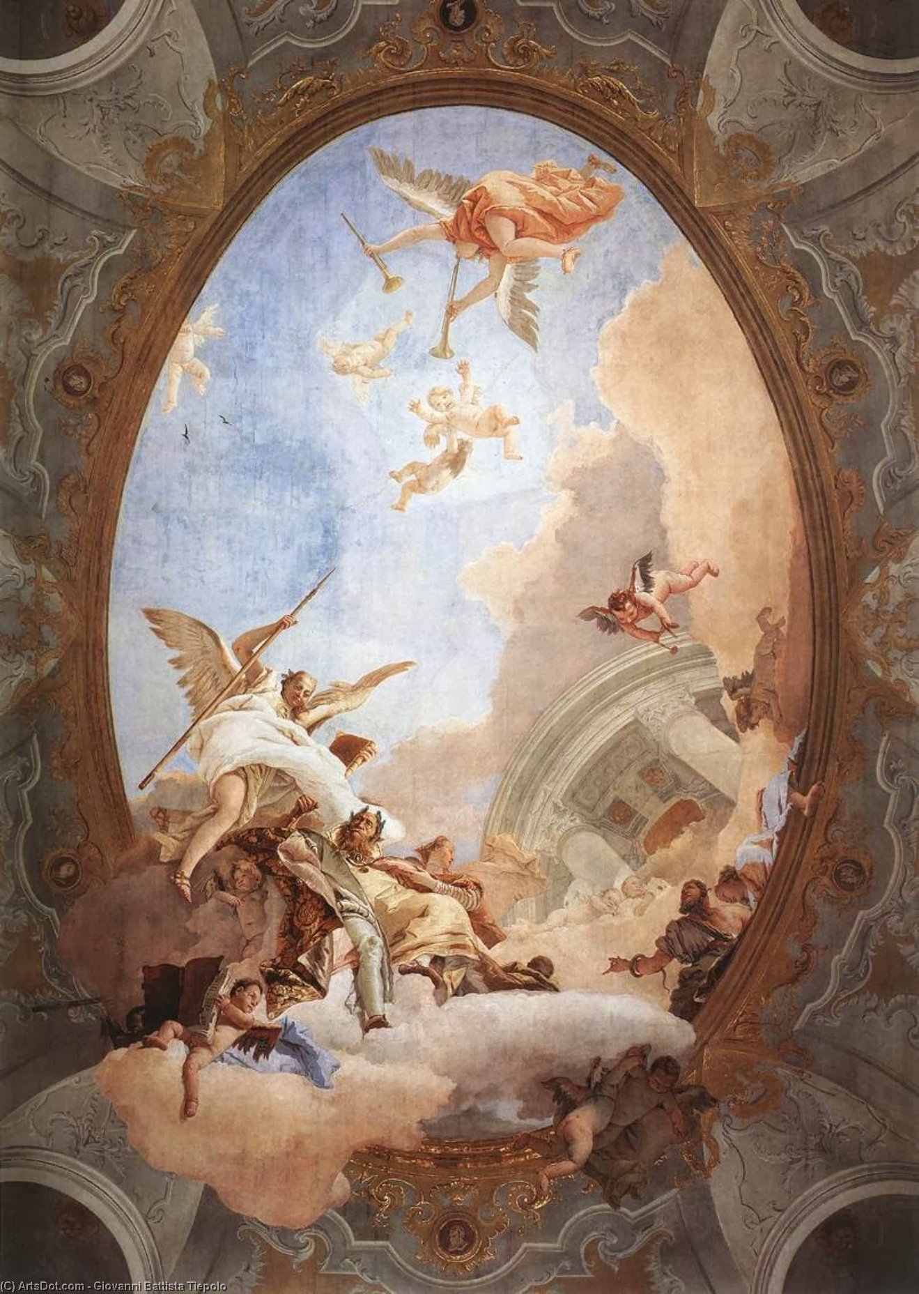 Allegory Of Merit Accompanied By Nobility And Virtue — Giambattista Tiepolo