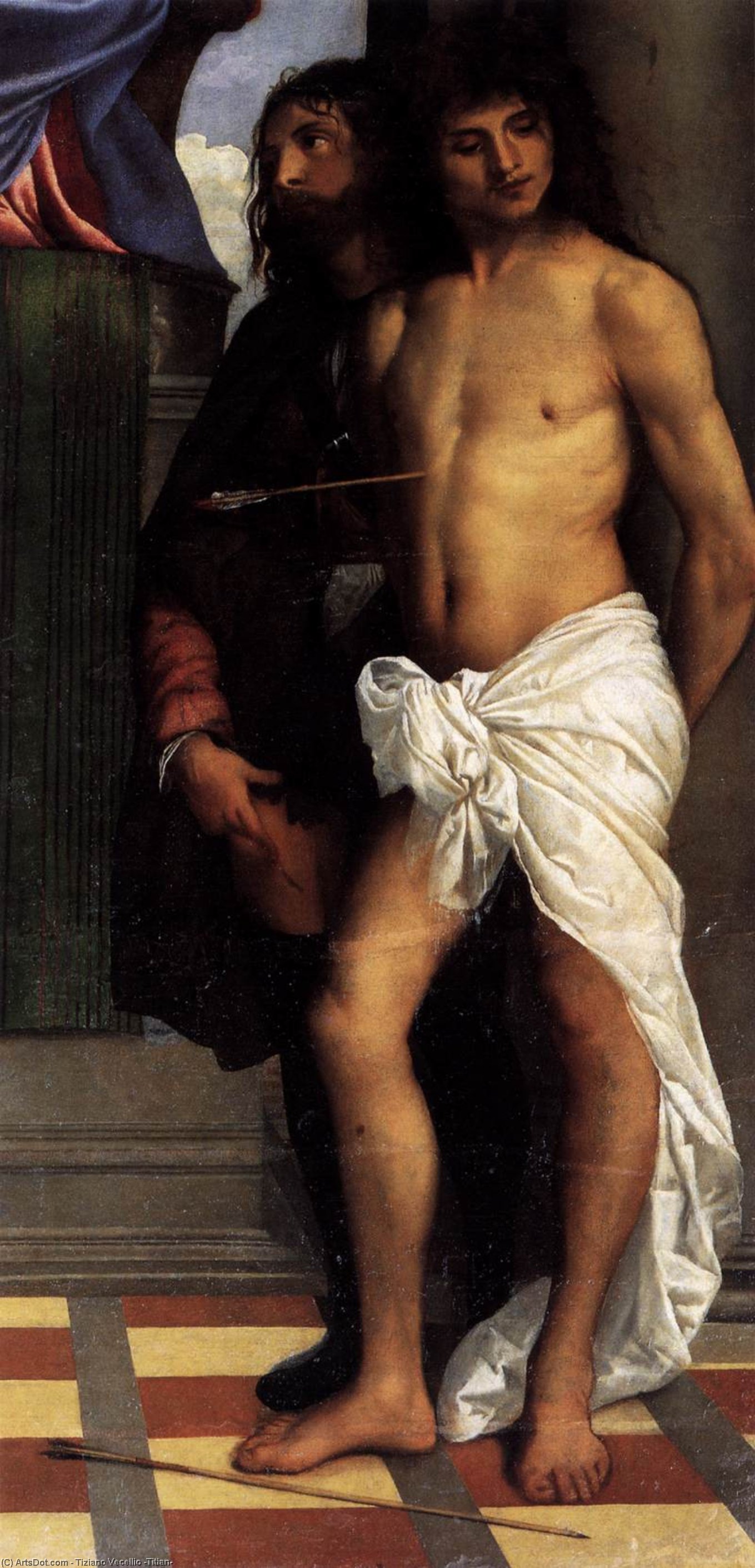 St Mark Enthroned With Saints (detail) — Titian
