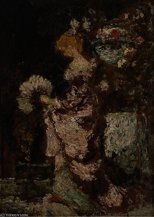 Young Woman Fan — Adolphe Joseph Thomas Monticelli