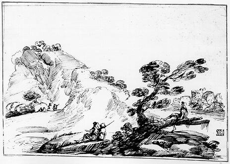 Landscape With Figures And Trees — Guercino