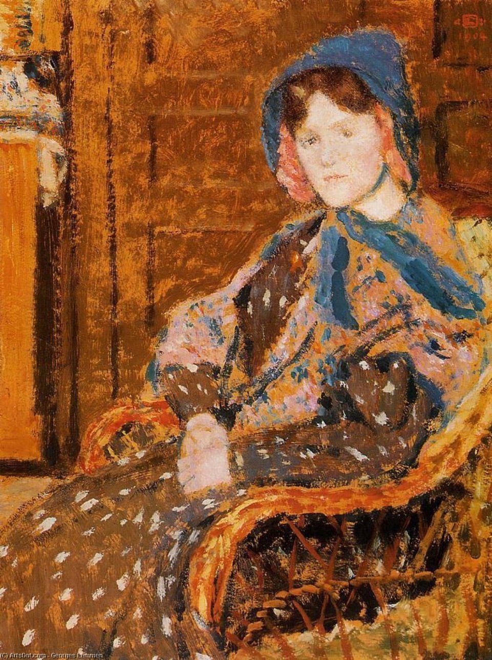Seated Young Woman In A Blue Hat — Georges Lemmen