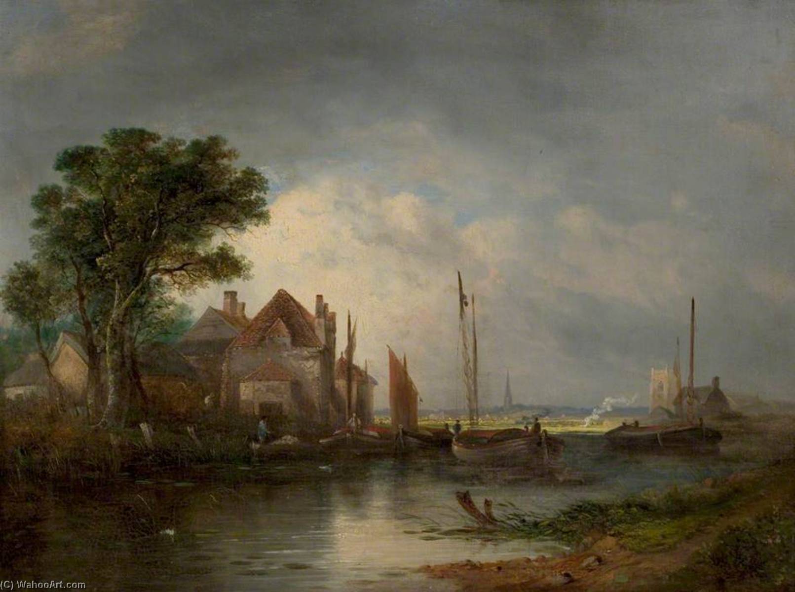 River Scene With Boats — William Henry Crome