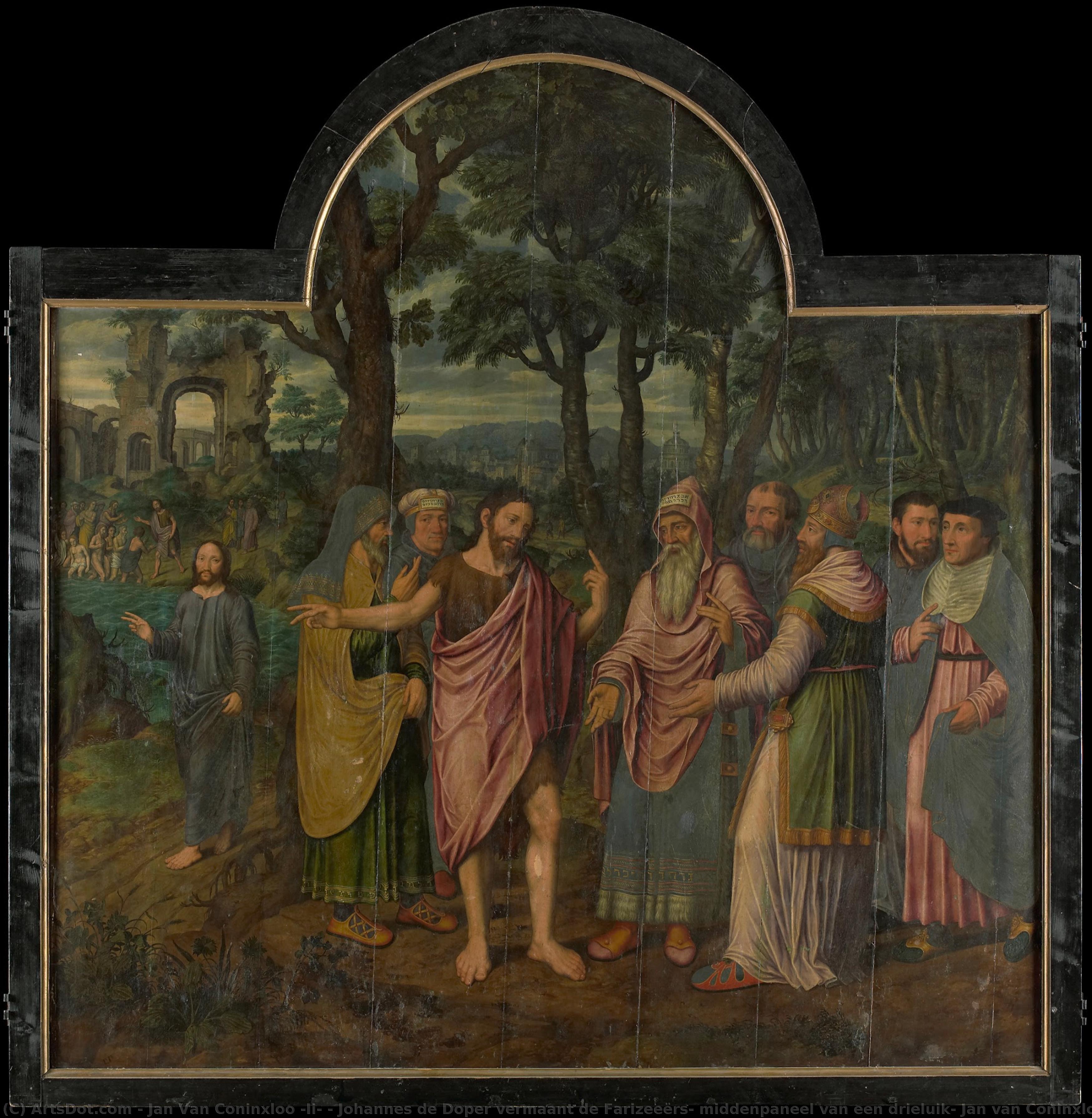Johannes De Doper Vermaant De Farizeeërs, Middenpaneel Van Een Drieluik, Jan Van Coninxloo (ii), 1557 — Jan Van Coninxloo (ii)