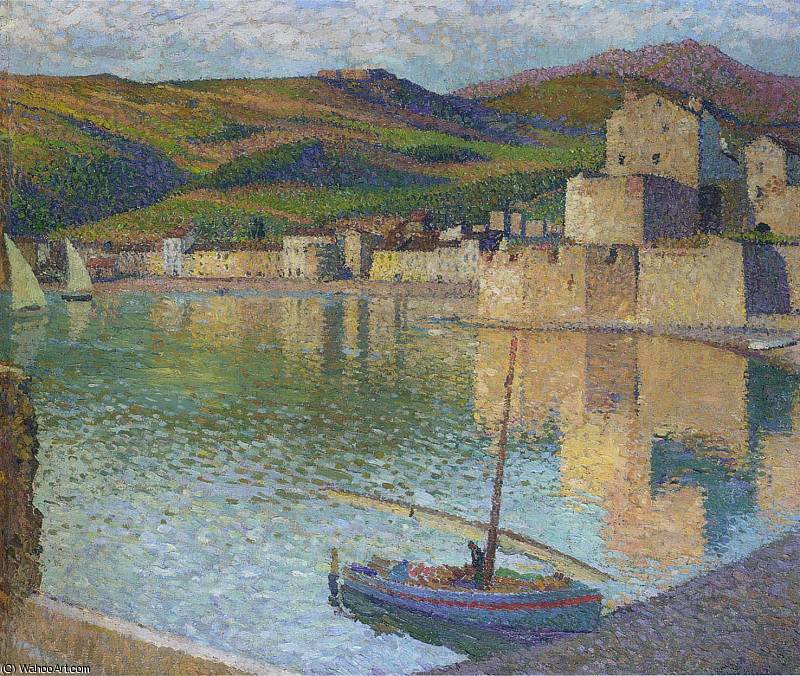 Blue Boat In Port Collioure — Henri Jean Guillaume Martin