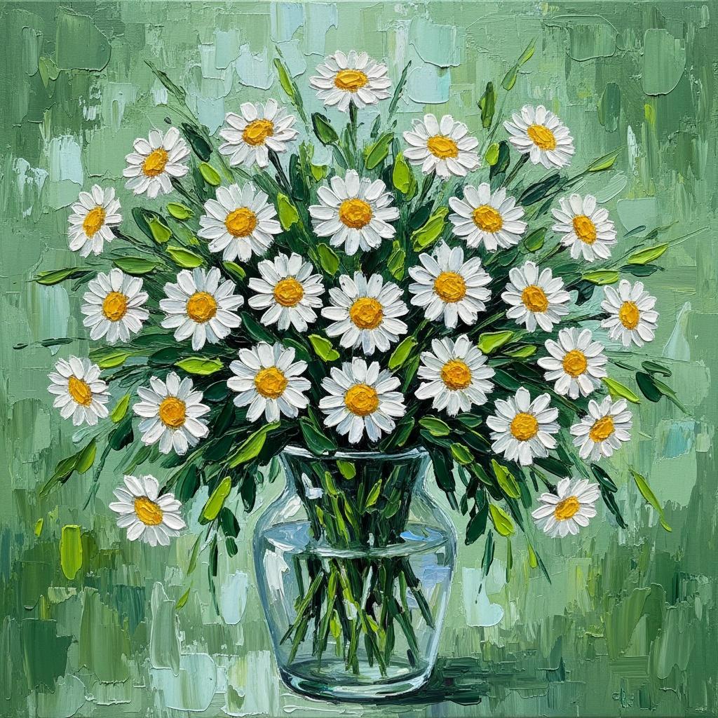 Radiant Verdant Bloom: A Singular Impasto Study In Eternal Spring Serenity — Christian Noiret