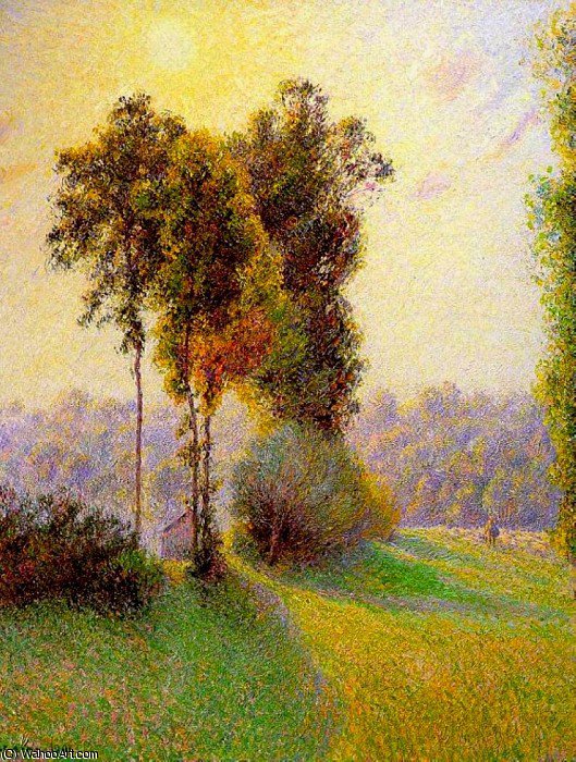 Puesta De Sol En Eragny — Camille Pissarro