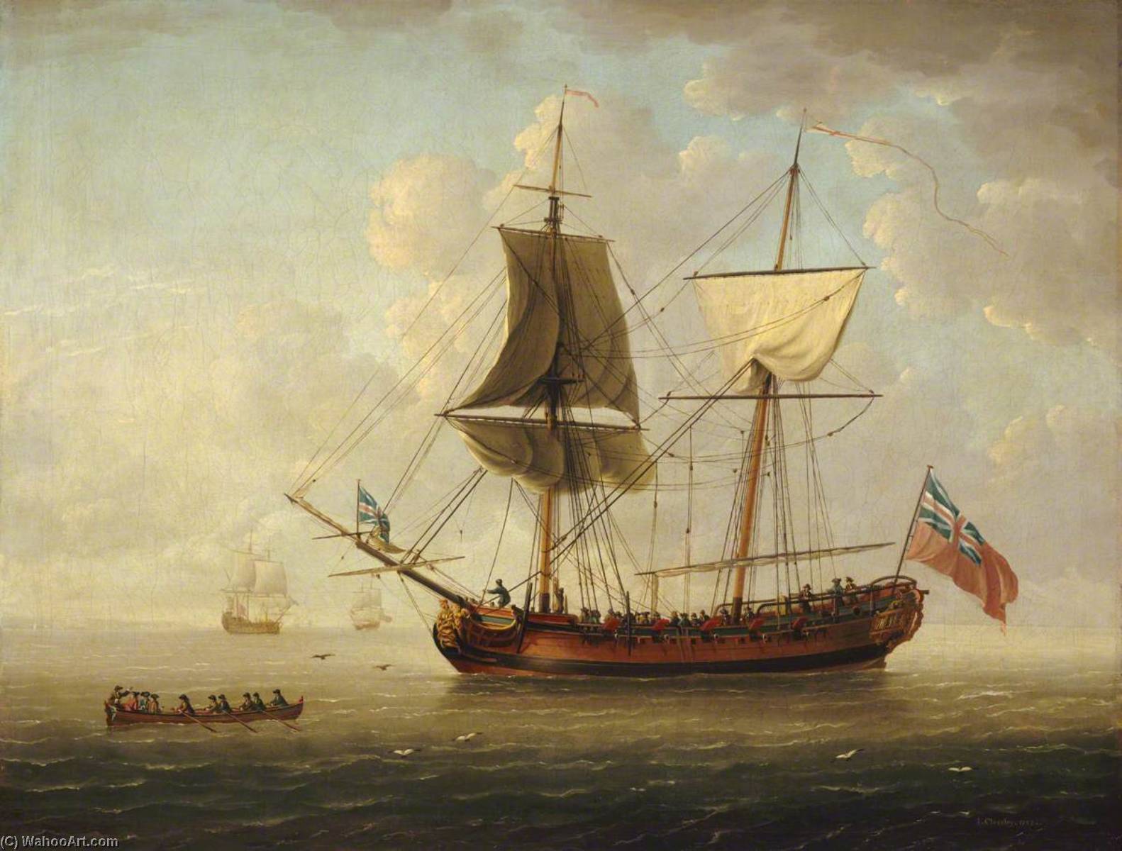 A Naval Brigantine In A Calm Sea — John Cleveley The Elder