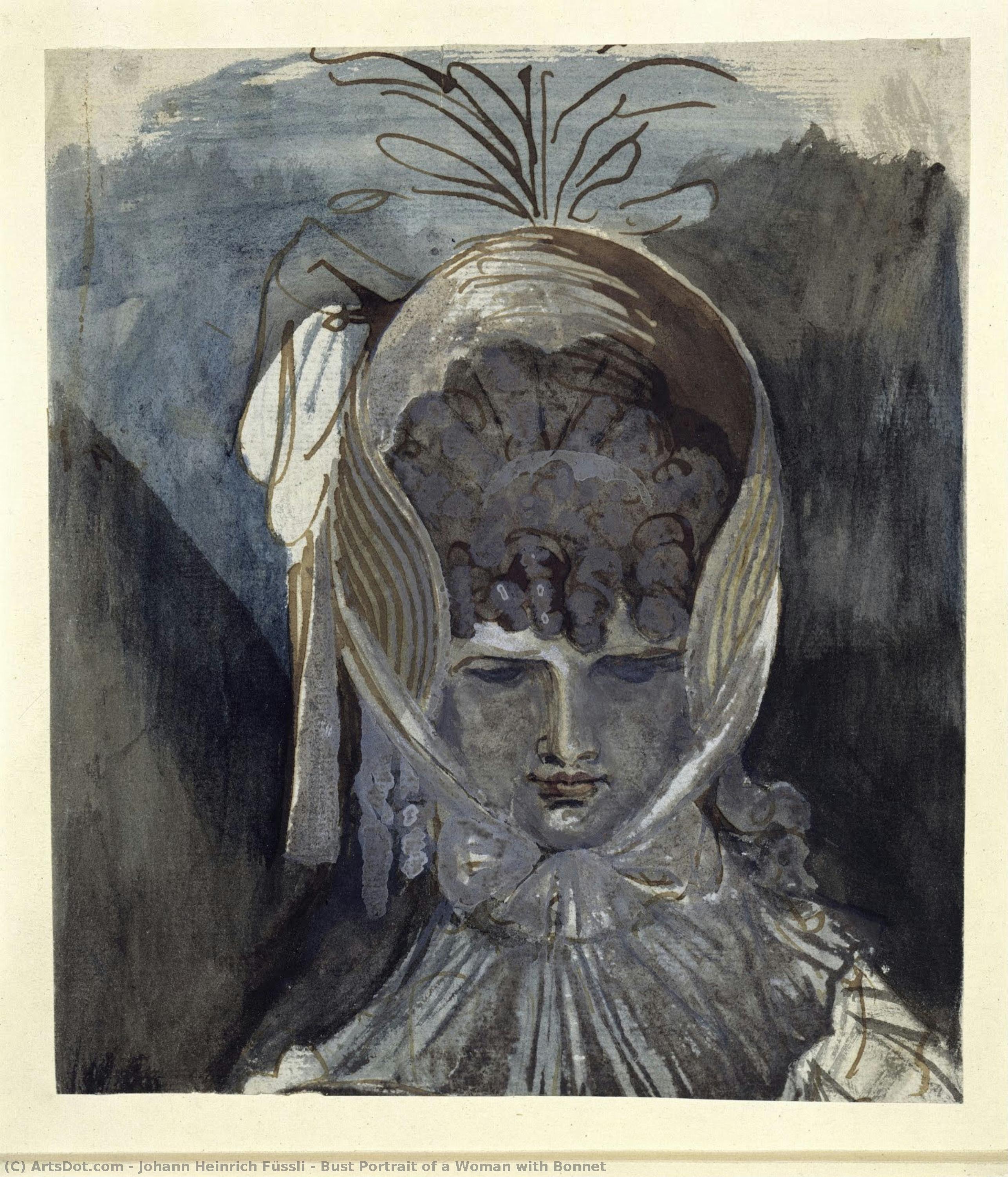 Bust Portrait Of A Woman With Bonnet — Johann Heinrich Füssli