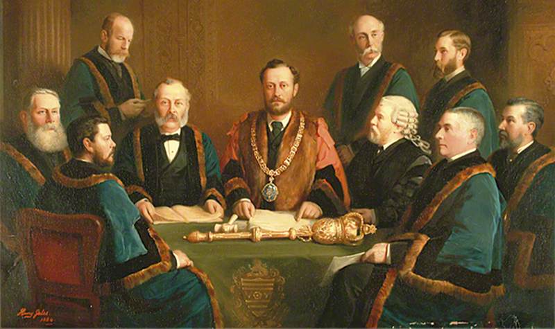 The First Mayor, Aldermen And Clerk Of The Borough Of Eastbourne (1883–1884) — Henry Gales