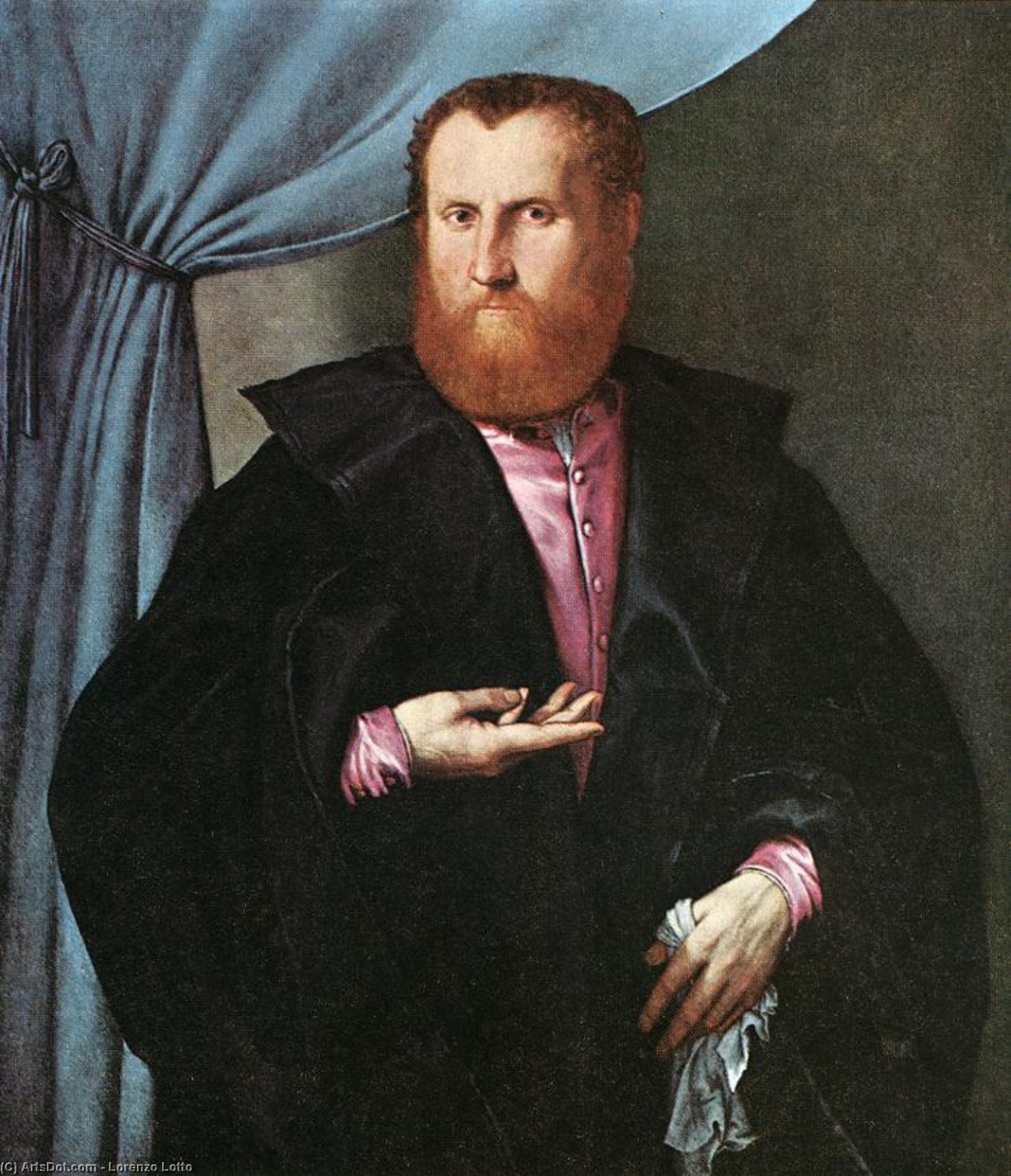 Portrait Of A Man In Black Silk Cloak — ロレンツォ・ロット