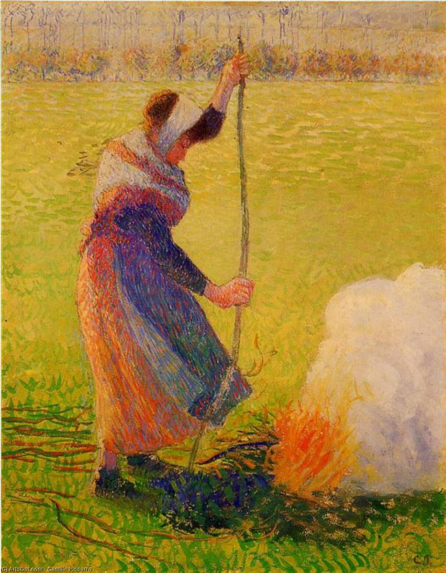 Woman Burning Wood. — Camille Pissarro