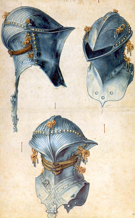 Three Studies Of A Helmet — Albrecht Dürer