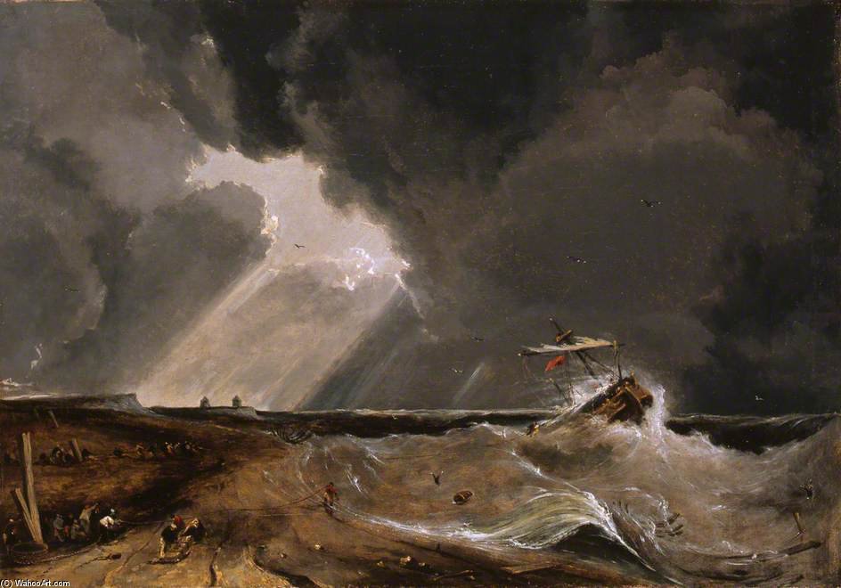 Saving The Crew And Passengers From The Brig 'providence', Wrecked Off Winterton — François Louis Thomas Francia