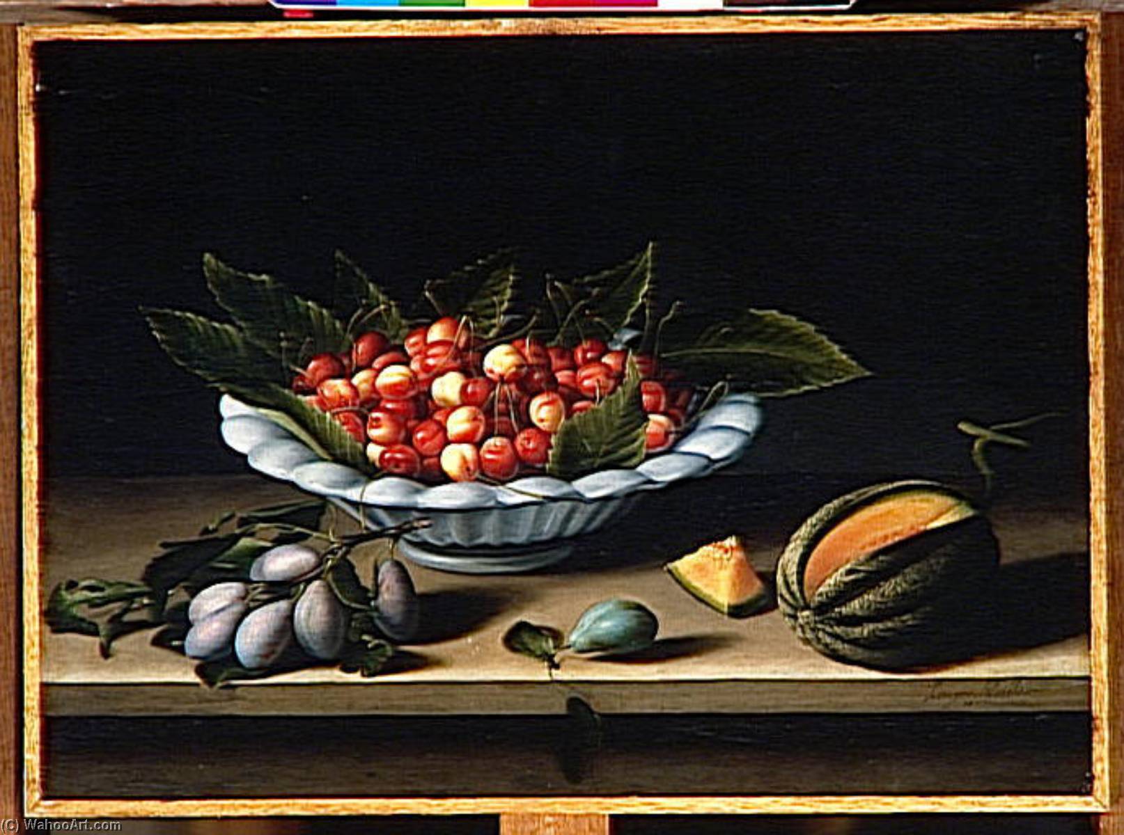Coupe De Cerises, Prunes Et Melon — Louise Moillon