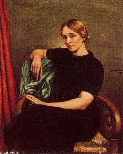 Portrait Of Isa In A Black Dress — Giorgio De Chirico