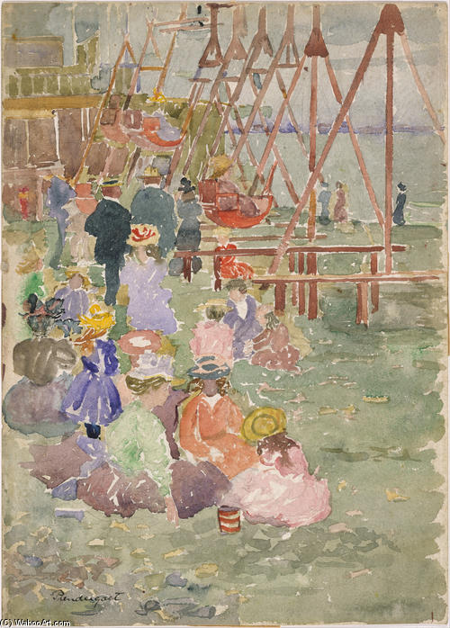 Swings, Revere Beach — Maurice Brazil Prendergast