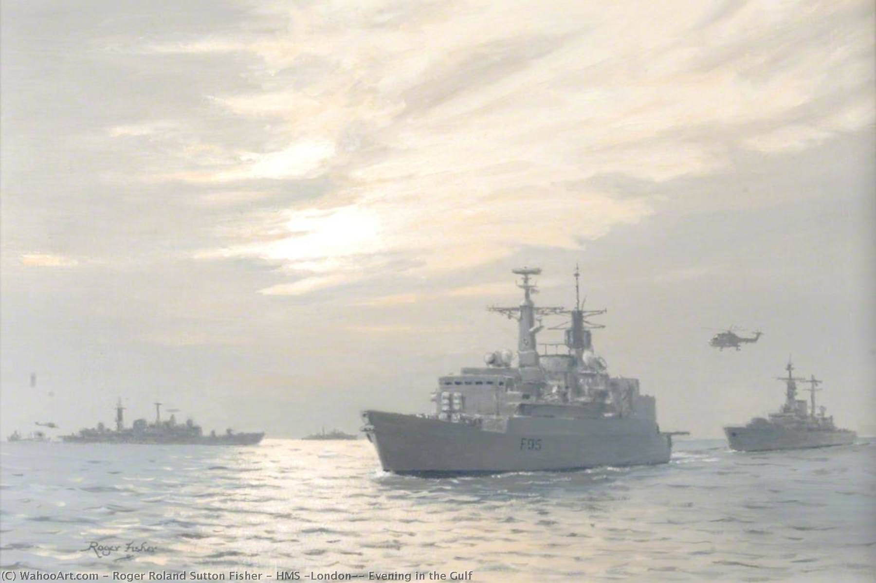 Hms 'london', Evening In The Gulf — Roger Roland Sutton Fisher