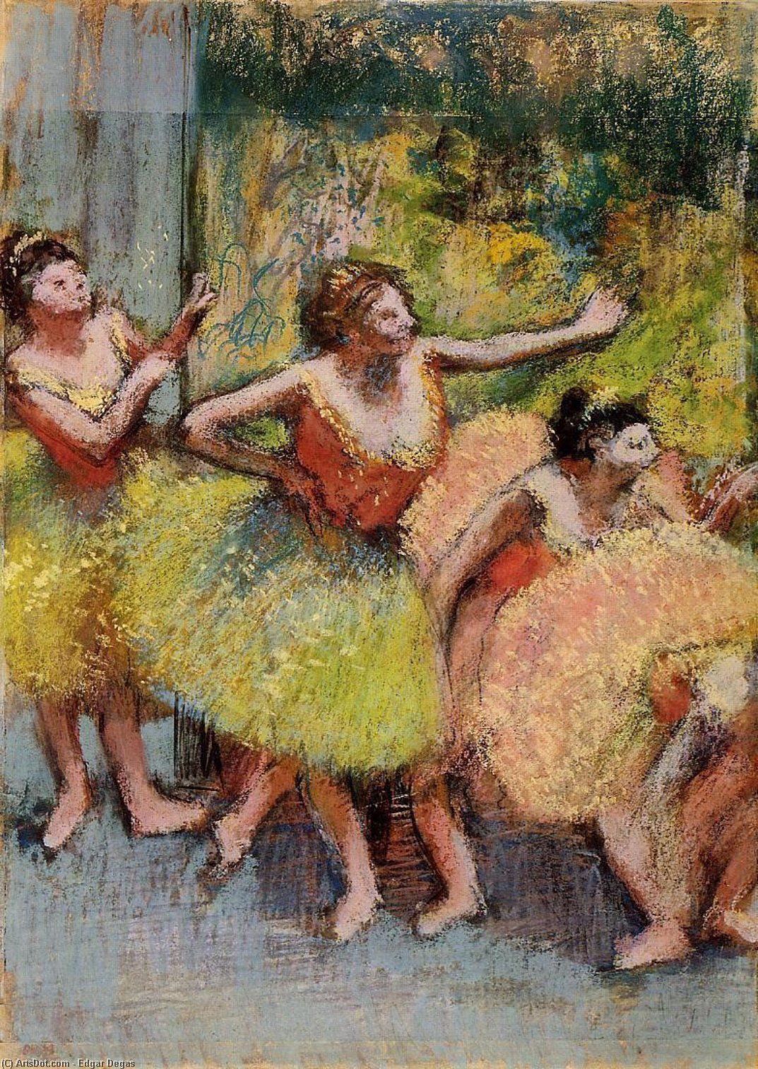 Dancers In Green And Yellow — Edgar Degas