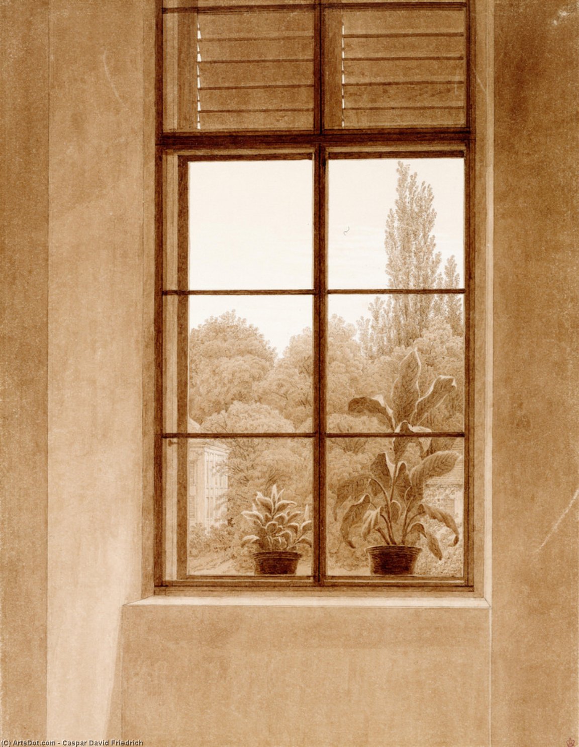 Fensterblick Über Den Park — Caspar David Friedrich