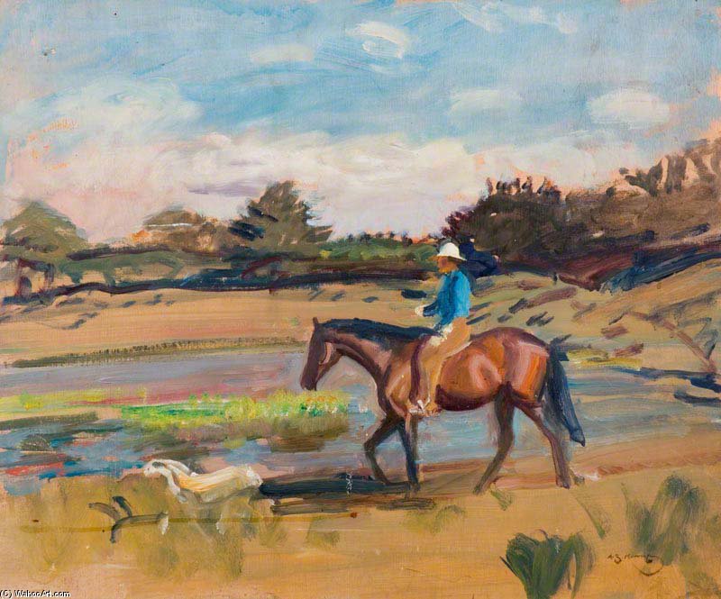 A Horse And Rider In A Landscape — Sir Alfred James Munnings