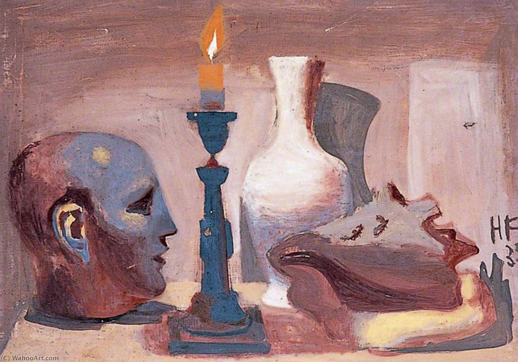 Still Life Of A Bust, A Candle, A Vase And A Shell — Hans Feibusch