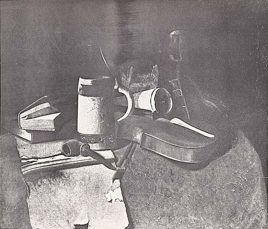 Books, Mug, Pipe And Violin, (painting) — John Frederick Peto