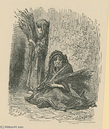 A Woman And A Young Girl Selling Dry Flowers — Paul Gustave Doré