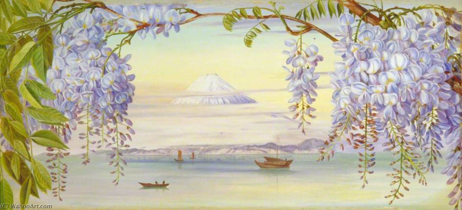 Fernblick Auf Fujiyama Und Weinblatt — Marianne North