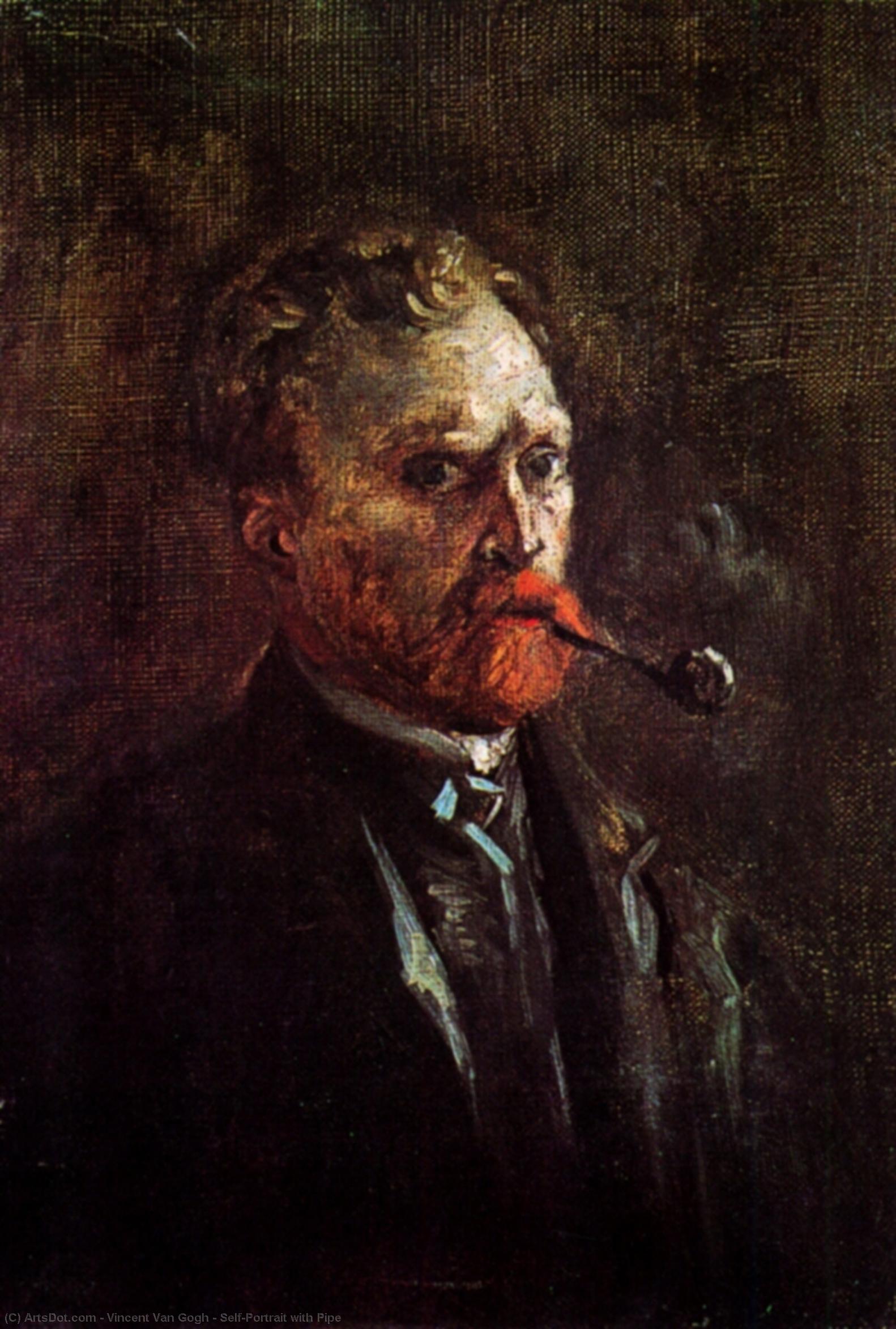 Self-portrait With Pipe — Vincent Willem Van Gogh