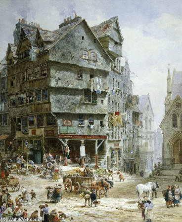 The High Street From The West Bow, Edinburgh - — Louise Rayner