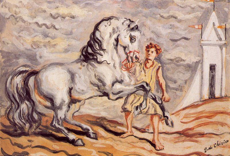 Runaway Horse With Stableboy And Pavilion — Giorgio De Chirico