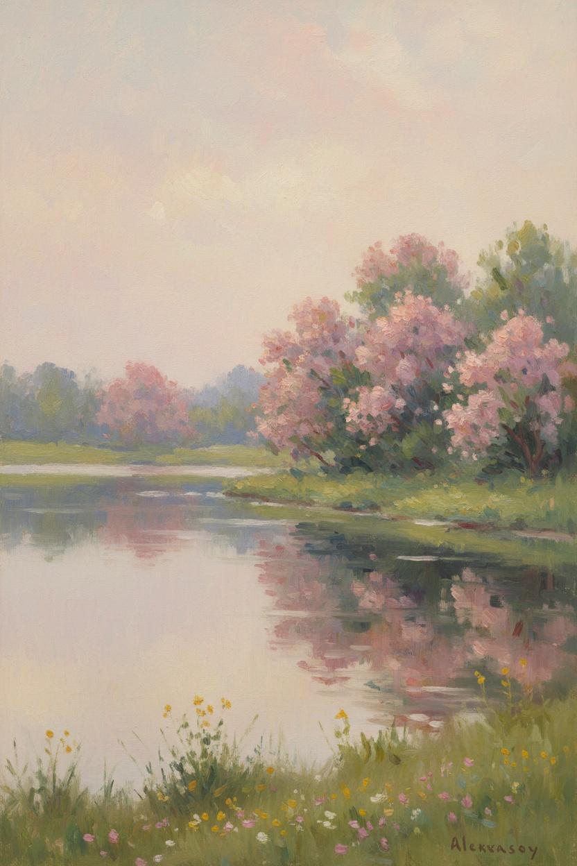 Ephemeral Bloom On The Quiet River — Jacques Villedieu
