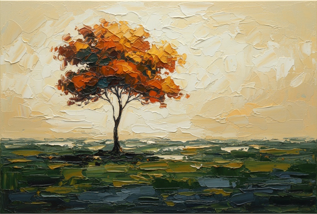 Goldene Einsamkeit: Eine Monumentale Impasto-studie Herbstlicher Gelassenheit Und Lichtigkeit — Christian Noiret