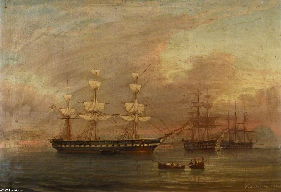A Frigate With Her Sails Loosed For Drying — Antonio De Simone