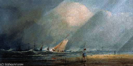 A Fishing Vessel Heading Out To Sea In A Squall — Anthony Vandyke Copley Fielding