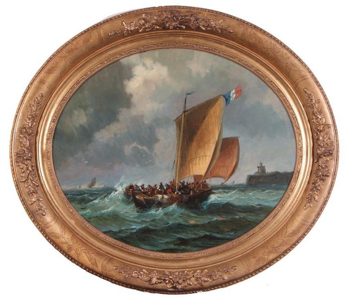 Barques De Pêche Rentrant Au Port Par Gros Temps — Charles Euphraisie Kuwasseg