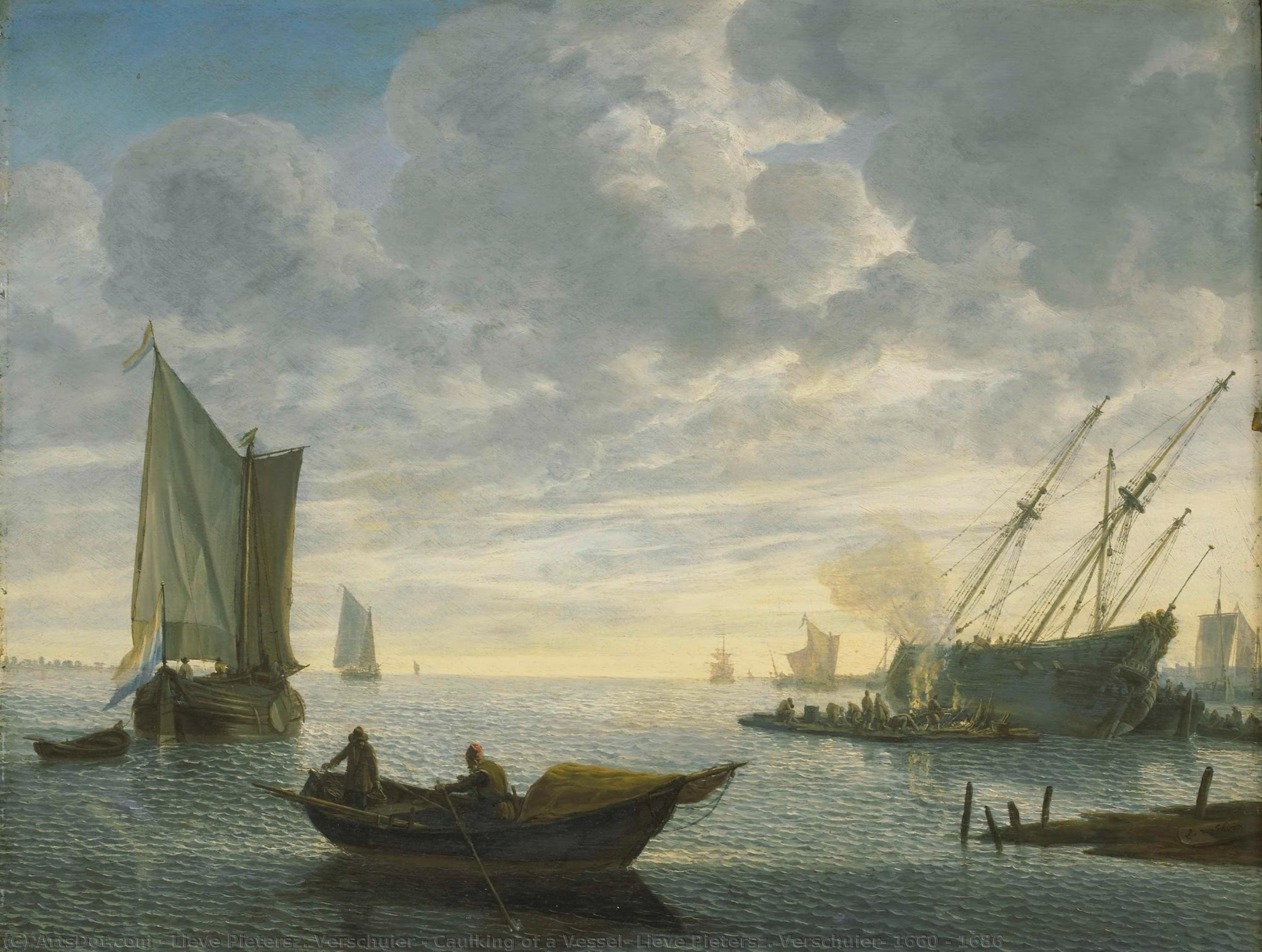 Caulking Of A Vessel, Lieve Pietersz. Verschuier, 1660 - 1686 — Lieve Pietersz Verschuier