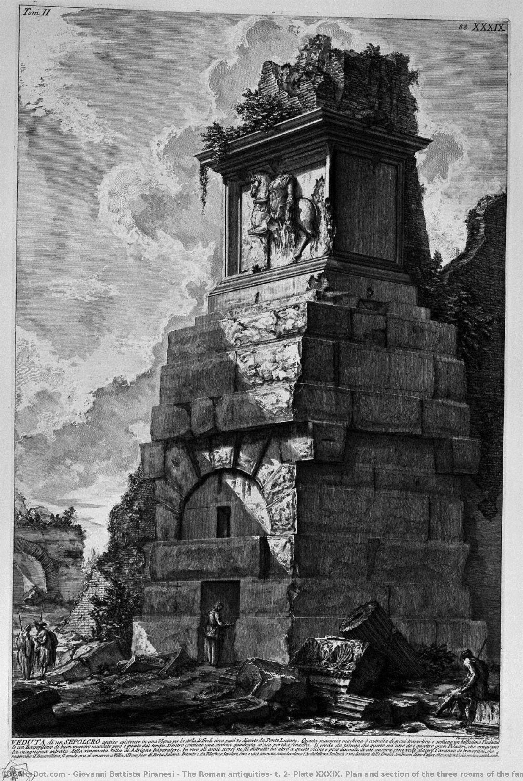 The Roman Antiquities, T. 2, Plate Xxxix. Plan And Section Of The Three Rooms Of The Family Of Augustus Believed Burial. — Giovanni Battista Piranesi