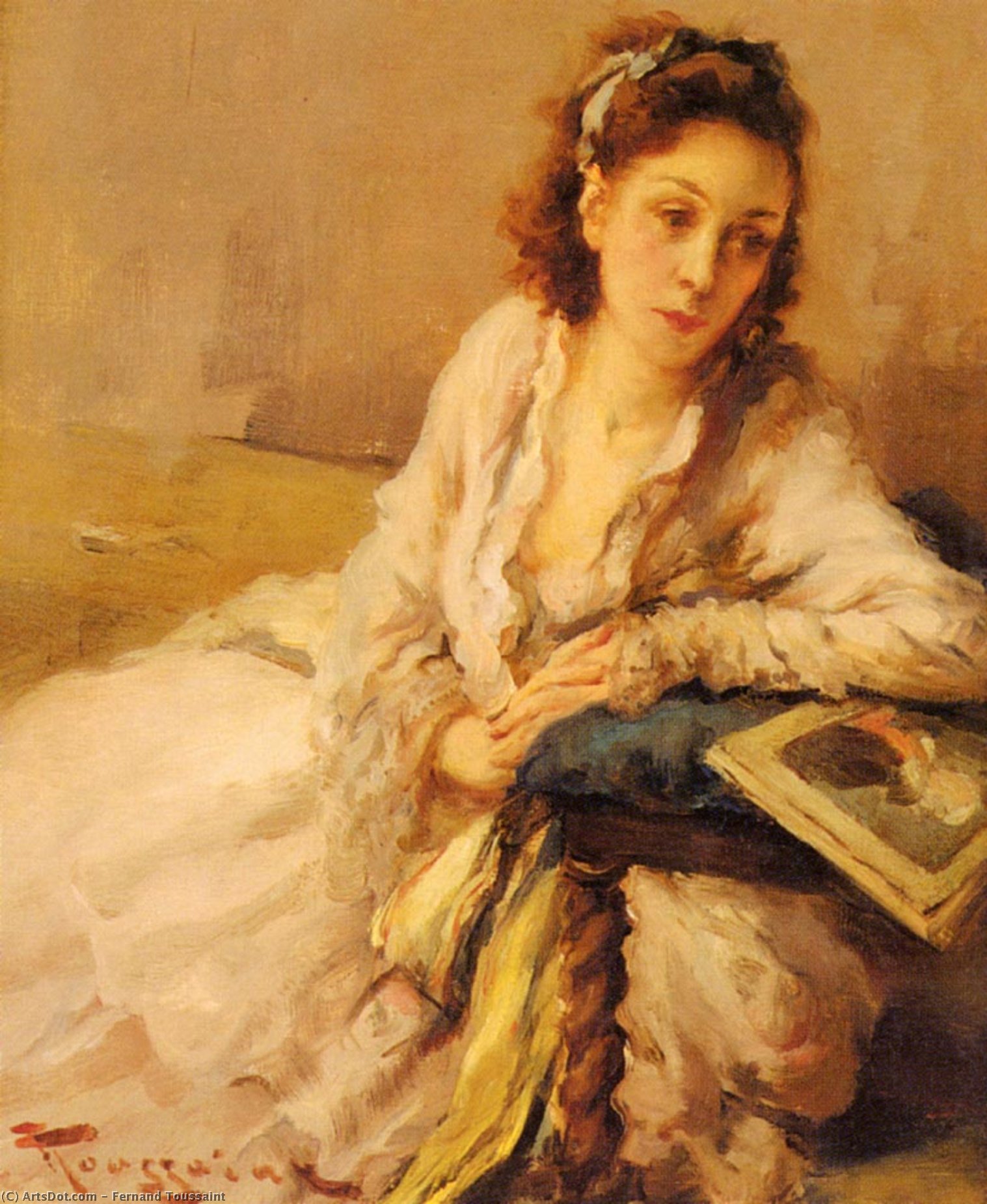 Lady Resting On A Cushion — Fernand Toussaint