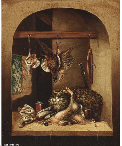 Game And A Barrel Of Oysters In A Larder; And Game And A Basket Of Eggs In A Larder — Benjamin Blake
